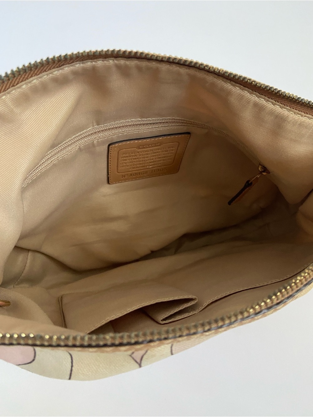 Coach Pink & Tan Signature Optic Print with Braided Handle Hobo Purse - Picture 6 of 9